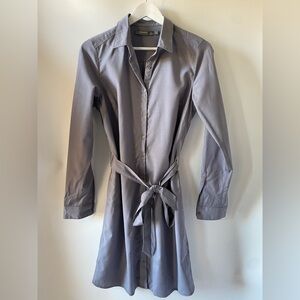 Icebreaker Merino Wool Shirt Dress Womens L Gray Lightweight Button Front Belted
